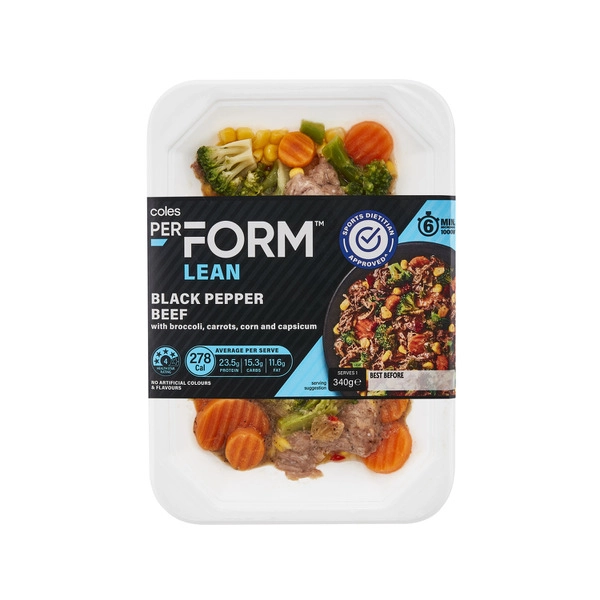 Coles Perform Lean Black Pepper Beef 330g