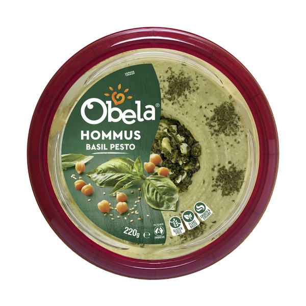 Obela Dip Hommus Garnished Basil Pesto 220g