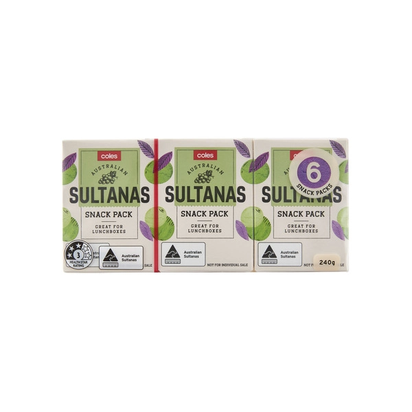 Coles Australian Sultanas 6 pack 240g