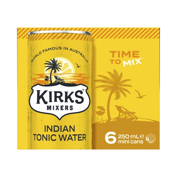 Kirks Mixers Tonic Water Mini Cans 6x250mL 6 pack