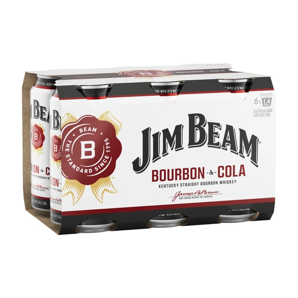 Jim Beam White & Cola Can 375mL 6 Pack