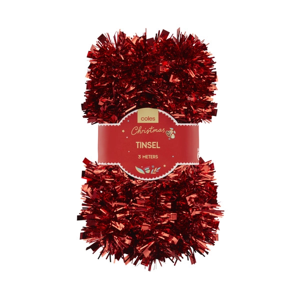 Tinsel 3 Metre Red Gold Or Silver 1 each