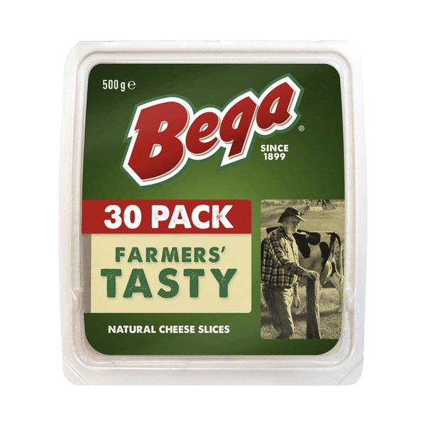 Bega Dairy Natural Tasty Cheese Slices 30 Pack 500g