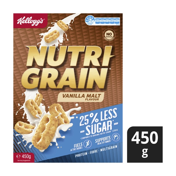 Kellogg's Nutri Grain Vanilla Malt 25% Less Sugar 450g 450g