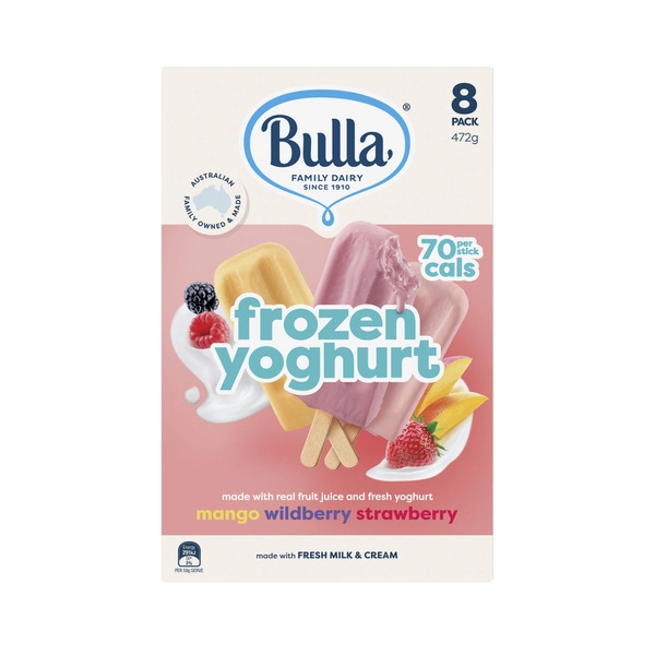 Bulla Frozen Multi Flavoured Yoghurt Sticks 8 pack 472g