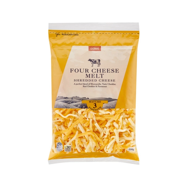 Coles Cheese Shredded 4 Cheese Blend 250g