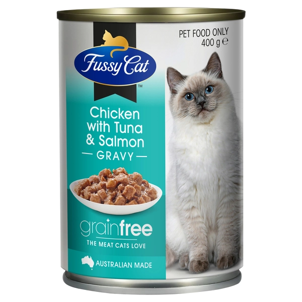 Fussy Cat Grainfree Adult Wet Cat Food Chicken With Tuna & Salmon 400g