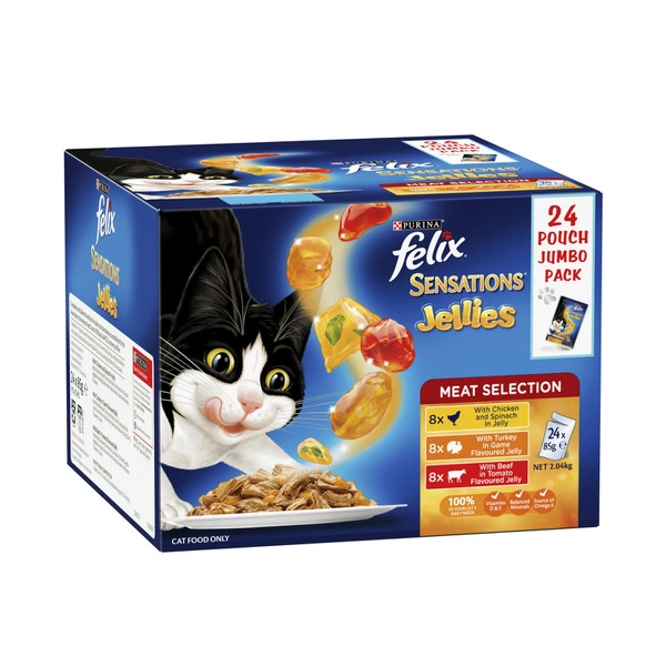 Felix Cat Food Sensations Jelly Meaty 24X85g 24 pack