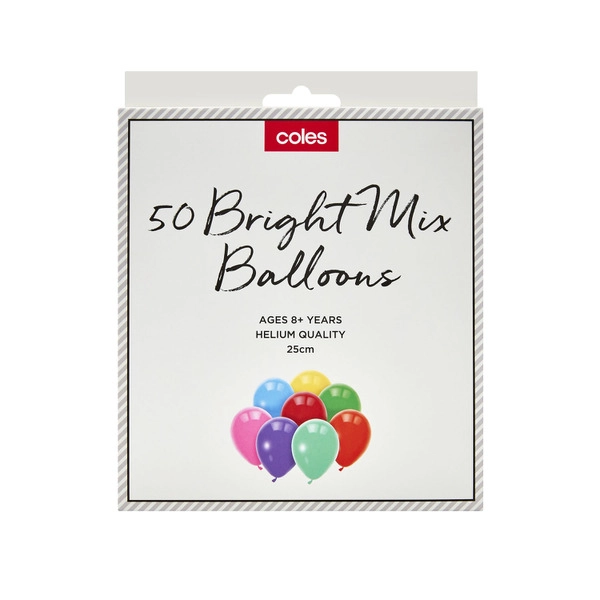 Coles Multi Colour Balloons 50 pack