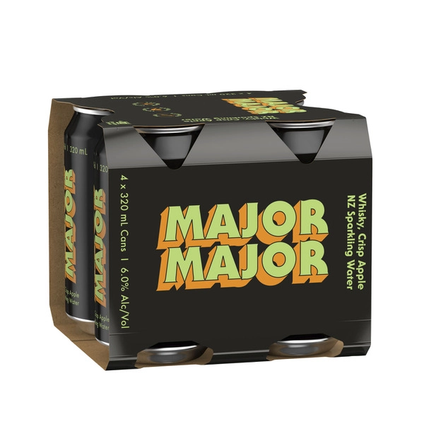 Major Major Whisky Apple & NZ Sparkling Water Can 330mL 4 Pack