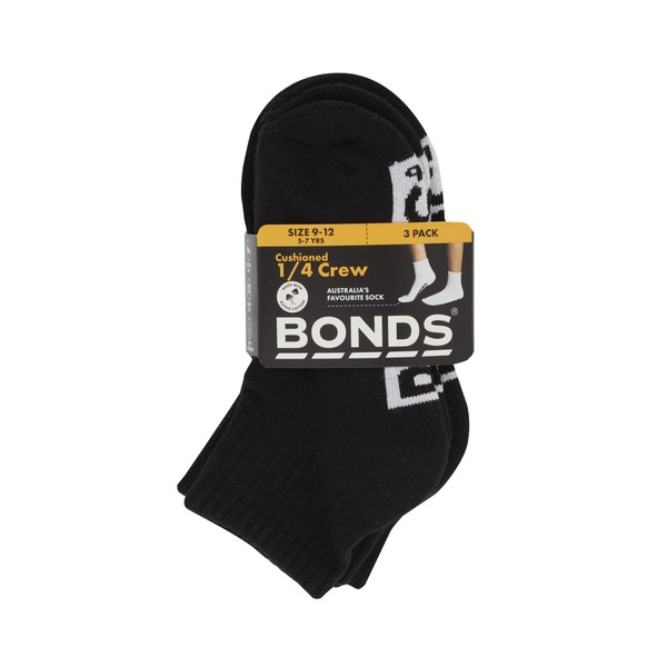 Bonds Kids Logo QTR Crew Size 9-12 3 pack