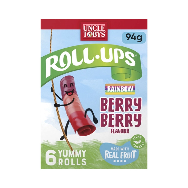 Uncle Tobys UNCLE TOBYS ROLL-UPS RAINBOW BERRY LUNCHBOX SNACKS MADE WITH REAL FRUIT 