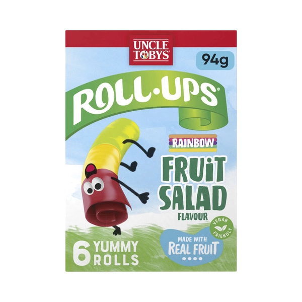 Uncle Tobys Roll Ups Rainbow Fruit Salad 6 Pack 94g