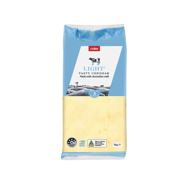 Coles Dairy Tasty Light Cheese Block 1kg