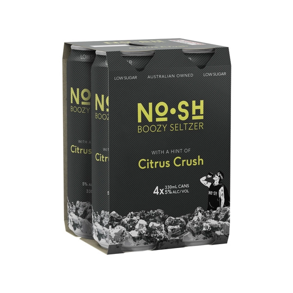 Nosh Boozy Seltzer Citrus Crush Can 330mL 4 Pack