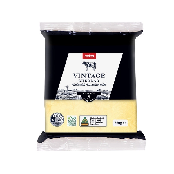 Coles Vintage Cheese Block 250g