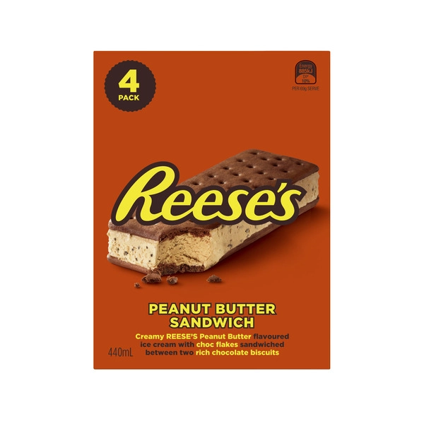 Reeses Peanut Butter Sandwichs Ice Cream 4 Pack 440mL