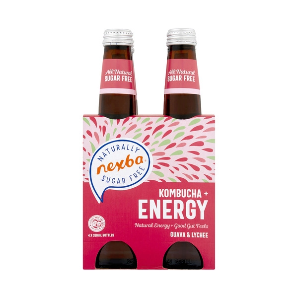 Nexba Kombucha + Energy Guava & Lychee 4 pack