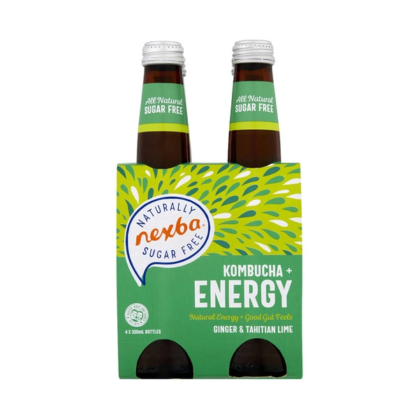 Nexba Kombucha + Energy Drink Ginger & Tahitian Lime 4 pack