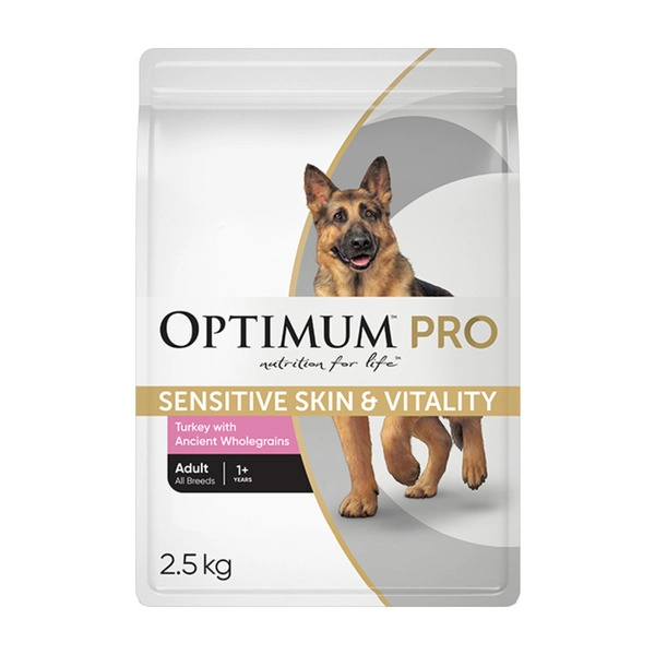 Optimum Pro Adult Dry Dog Food Sensitive Skin & Vitality Turkey With Ancient Wholegrains 2.5kg