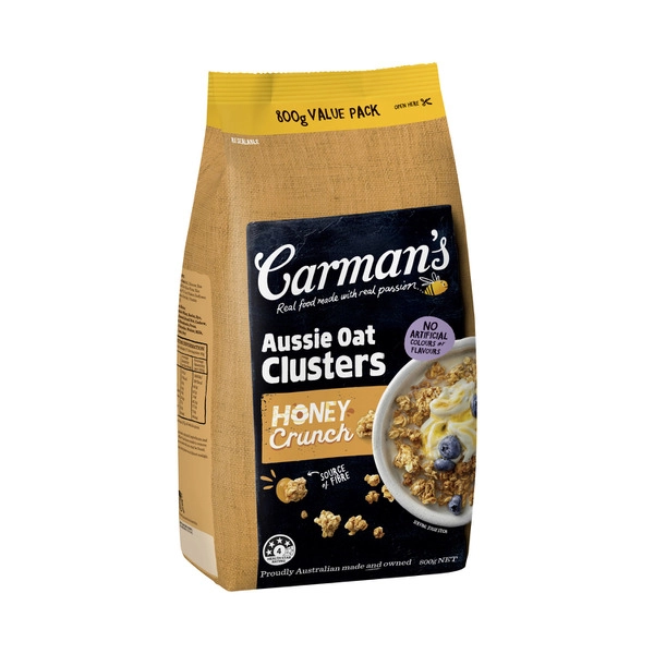 Carman's Aussie Oat Clusters Honey Crunch Value Pack 800g