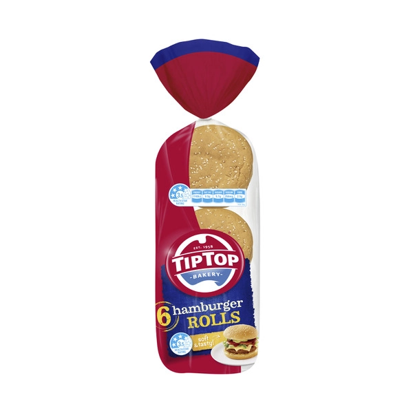 Tip Top White Bread Rolls Hamburger 520g