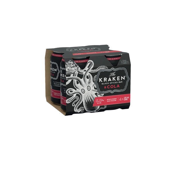 Kraken Spiced Rum And Cola Can 330mL 4 Pack