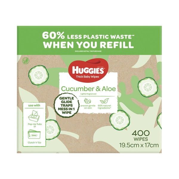 Huggies Baby Wipes Refills Cucumber & Aloe 400 pack