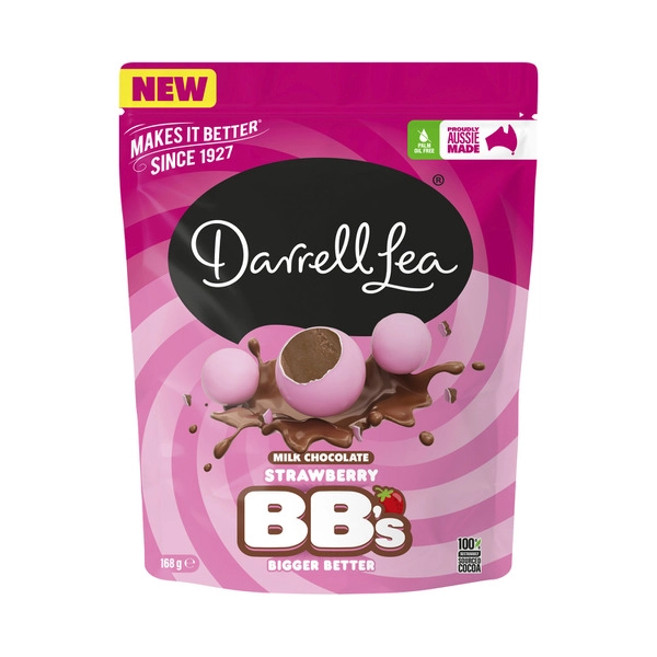 Darrell Lea BB's Strawberry Milk Chocolate Balls 168g