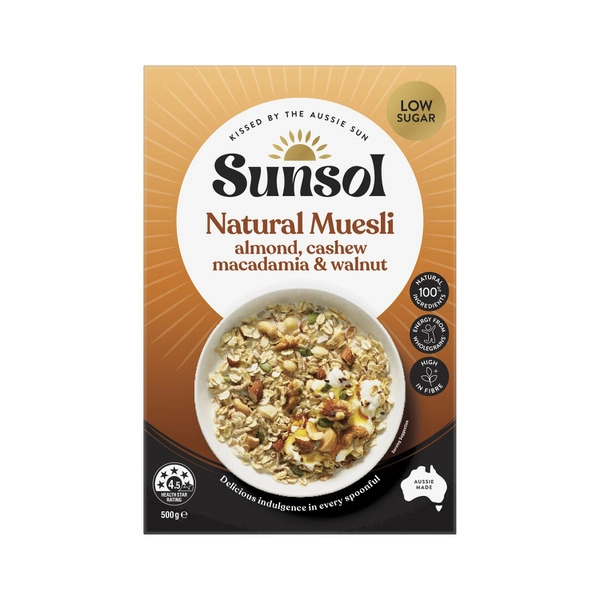  Sunsol Natural Muesli Almond Cashew Macadamia & Walnut  500g