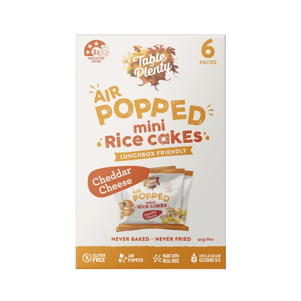 Table Of Plenty Popped Rice Cakes Cheddar Cheese 6 Pack 90g