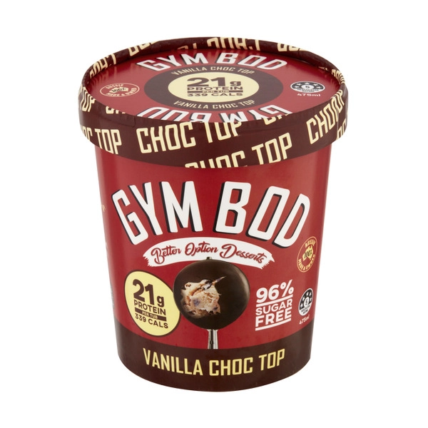 Gym Bod Ice Cream Choc Top Vanilla 475mL