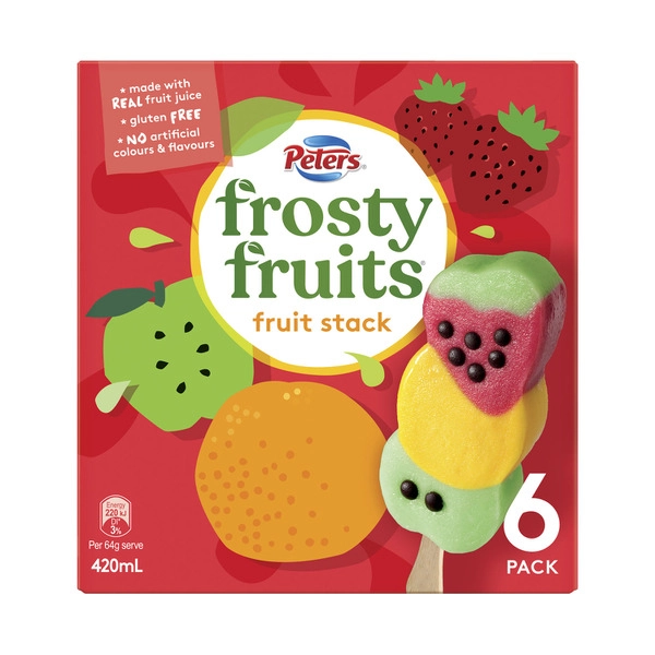 Peters Frosty Fruits PETERS FROSTY FRUITS FRUIT STACK SORBET 6 PACK 420ML 