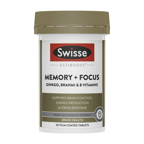 Swisse Ultiboost Memory & Focus Supports Brain Function and Stress Response 50 Tablets 50 pack