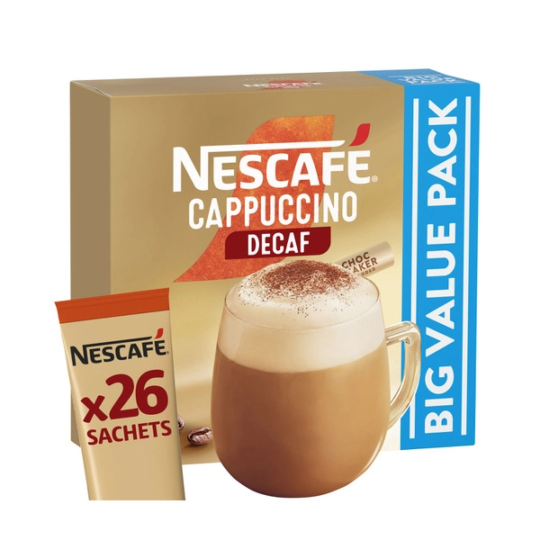 Nescafe Cappuccino Decaf Coffee Sachet 26 pack