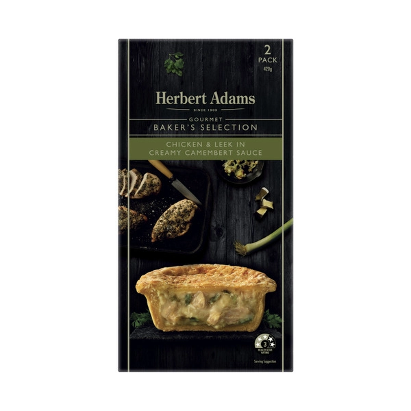 Herbert Adams Frozen Chicken & Leek Pie 2 pack 420g