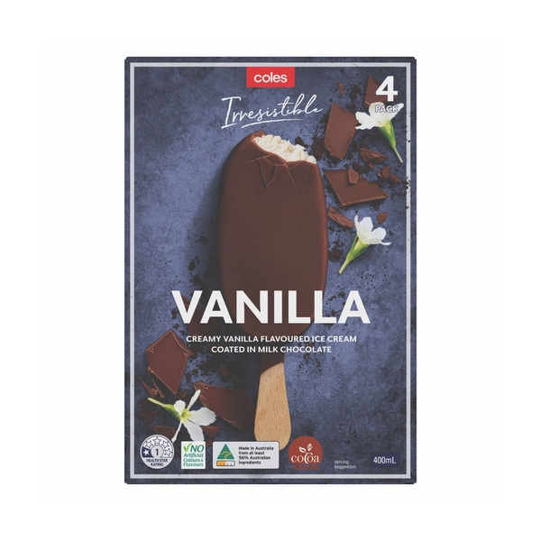 Coles Irresistible Vanilla Ice Cream 4 Pack 400mL