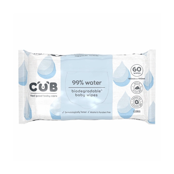 CUB Biodegradable Water Wipes 60 pack