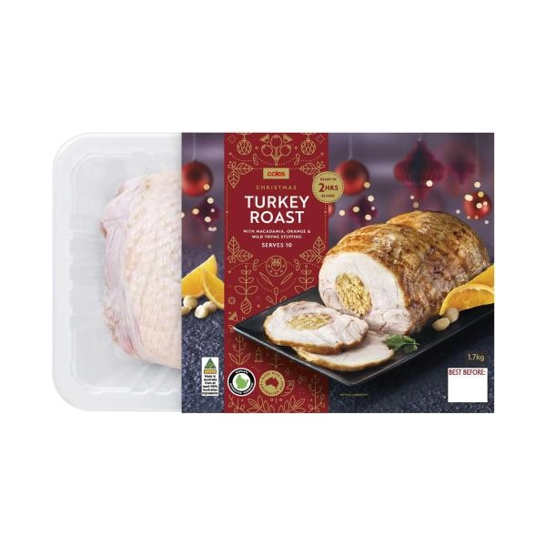 Coles RSPCA Approved Easy Carve Turkey Roast With Macadamia Orange & Thyme Stuffing 1.7Kg