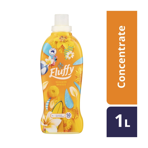 Fluffy Concentrate Liquid Fabric Softener Conditioner Summer Breeze 1L