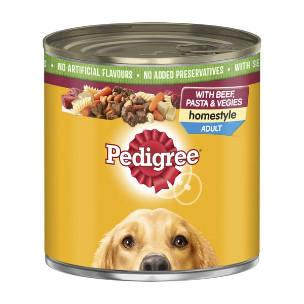 Pedigree Adult Homestyle Wet Dog Food with Beef Pasta & Vegies Can 700g