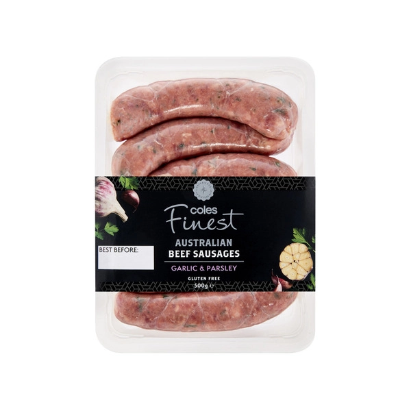 Coles Finest Sausages Beef Garlic Parsley 500g