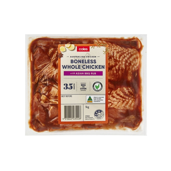 Coles RSPCA Approved Whole Boneless Chicken With Asian BBQ Rub 1kg