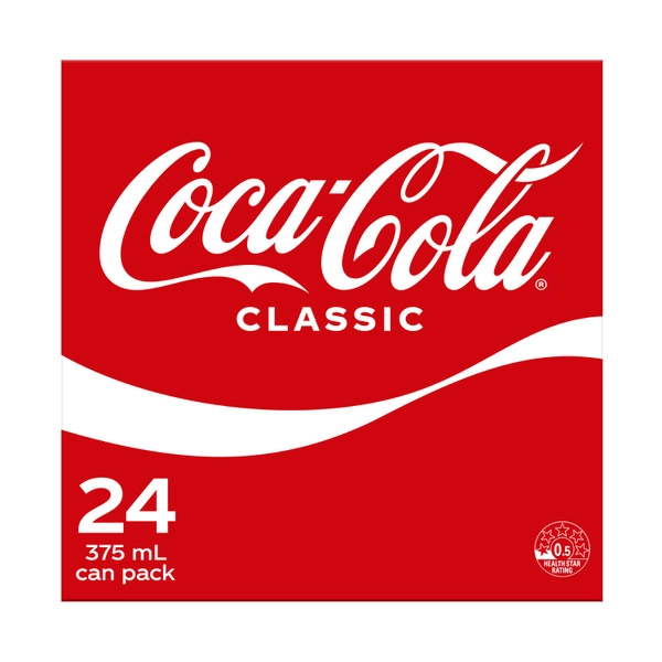 Coca-Cola Classic Soft Drink Multipack Cans 24x375mL 24 pack