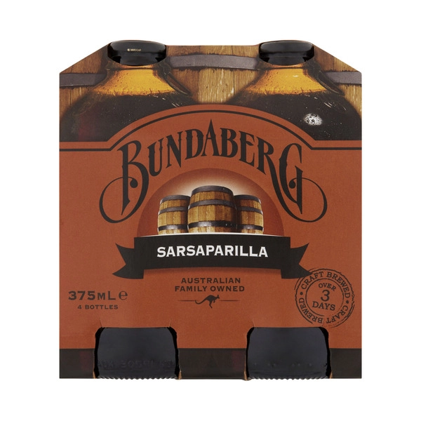 Bundaberg Brewed Drink Sarsaparilla 4x375mL 4 pack