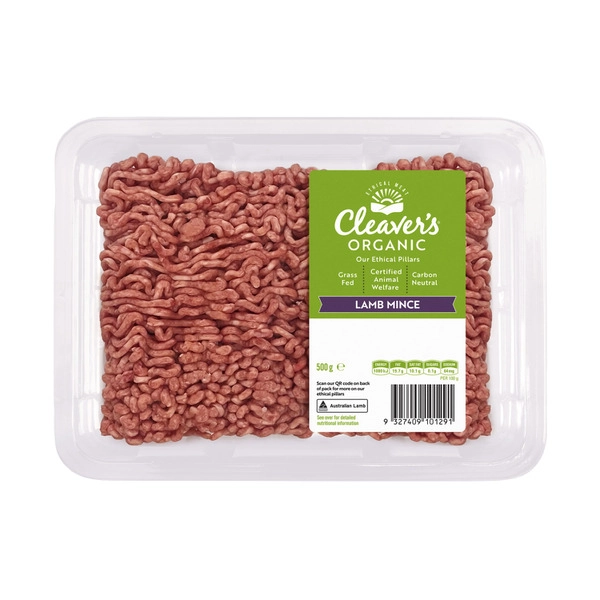 Cleaver's Organic Grass-Fed Lamb Mince 500g