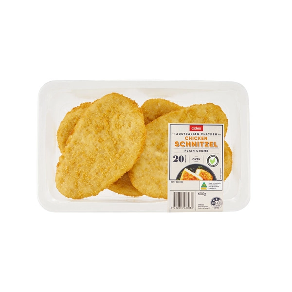 Coles RSPCA Approved Chicken Breast Schnitzel Plain Crumb Wa 600g