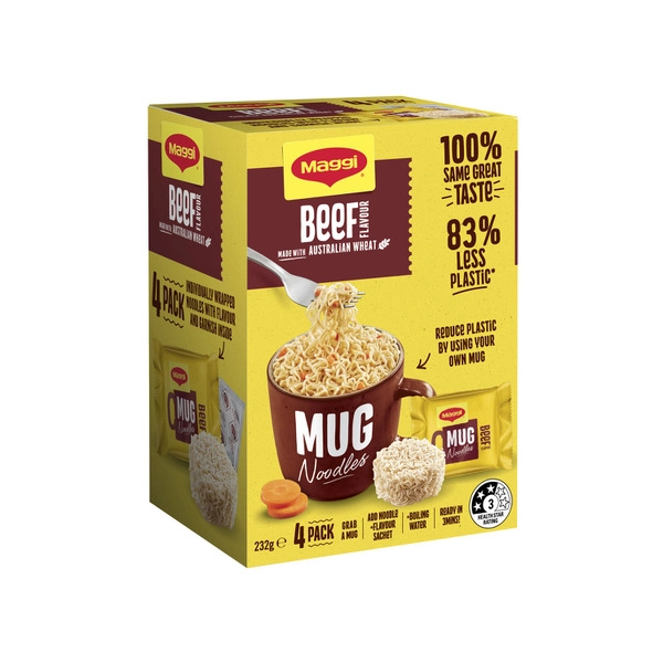 Maggi 2-minute Mug Instant Noodles Beef 4 pack 232g