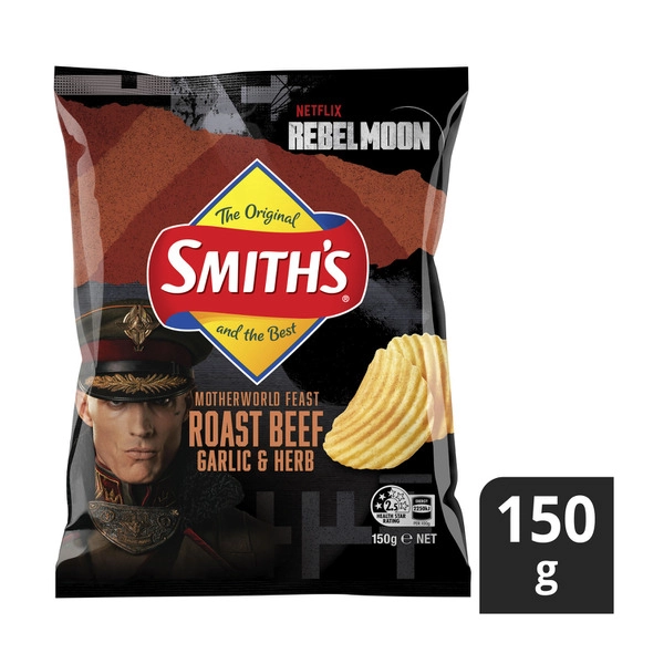 Smiths Crinkle Potato Chips Roast Beef Garlic 150g