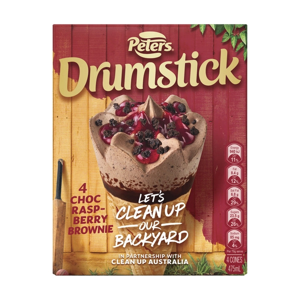 Peters Drumstick PETERS DRUMSTICK CUA CHOC RASPBERRY BROWNIE 4PK 475ML 